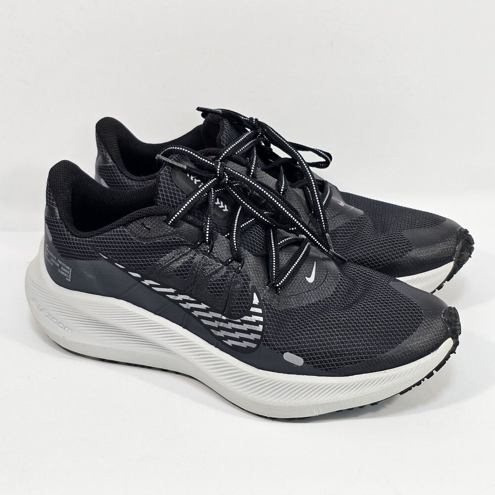 Nike Air Zoom Winflo 7 Shield Black Running Shoes Men's US 10 CU3868-001